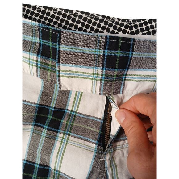 Roxy Plaid Shorts Women’s Sz 9 White Black Blue Bermuda Chequerd Coastal Beachy - Picture 4 of 16